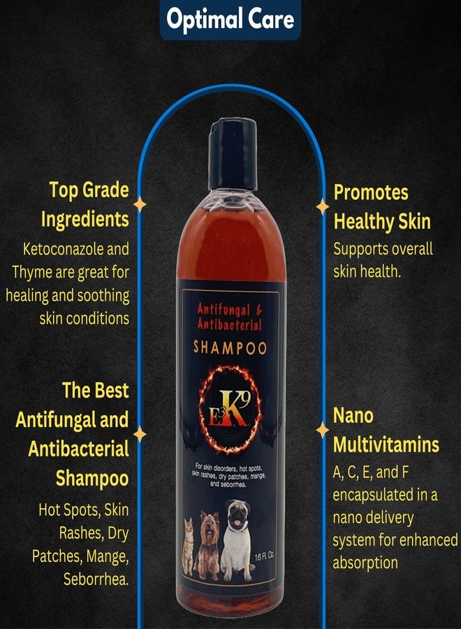 E3 شامبو E3K9 الطبي للكلاب والقطط - مضاد للفطريات ومسكن للحكة الجلدية مع الكيتوكونازول والثيمول - علاج البقع الساخنة والجرب والتهاب الجلد الدهني - شامبو مضاد للفطريات للكلاب المصابة بالخميرة - Image 3