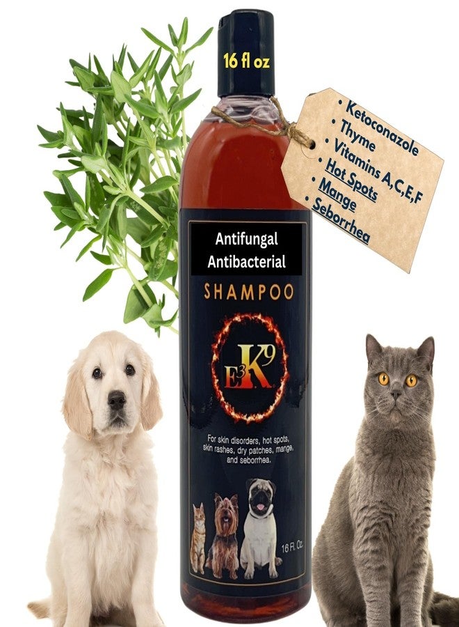 E3 شامبو E3K9 الطبي للكلاب والقطط - مضاد للفطريات ومسكن للحكة الجلدية مع الكيتوكونازول والثيمول - علاج البقع الساخنة والجرب والتهاب الجلد الدهني - شامبو مضاد للفطريات للكلاب المصابة بالخميرة - Image 1