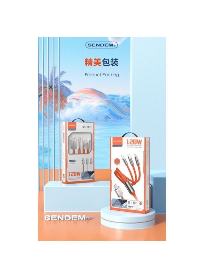 سيندم كابل شحن متعدد الأغراض بـ 3 رؤوس، يشحن جميع الهواتف - Image 1