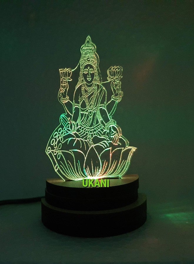 UKANI 3D USB Shree Laxmi MATA Night Lamp for Car/Office/Desktop/Gift/Table Top 7 Color Change Light Size 3 Inch - Image 5