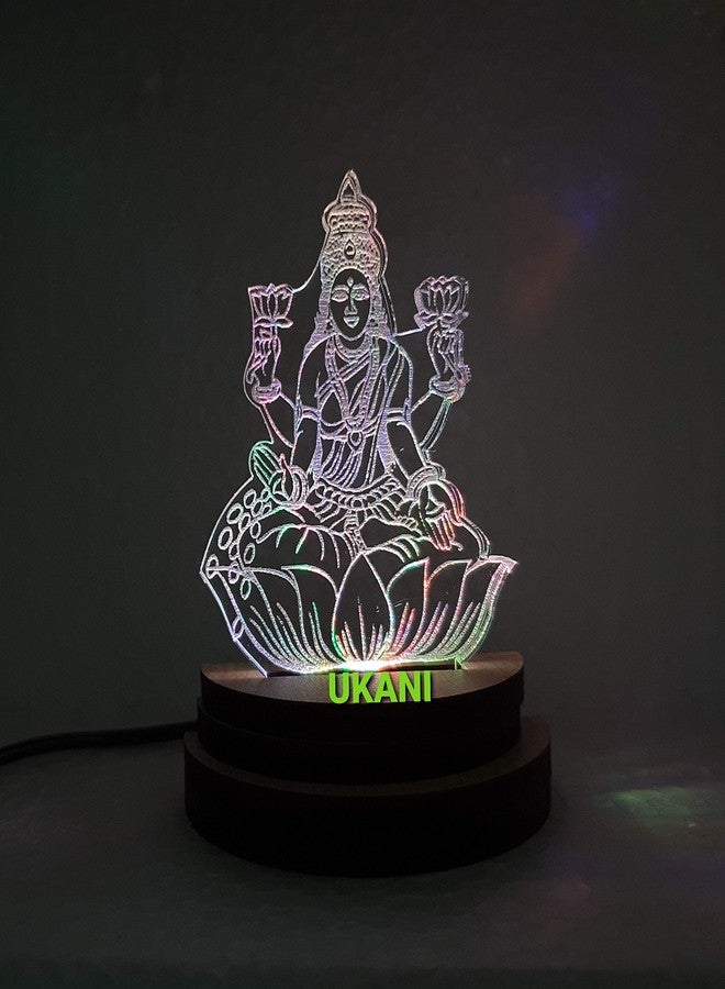 UKANI 3D USB Shree Laxmi MATA Night Lamp for Car/Office/Desktop/Gift/Table Top 7 Color Change Light Size 3 Inch - Image 4