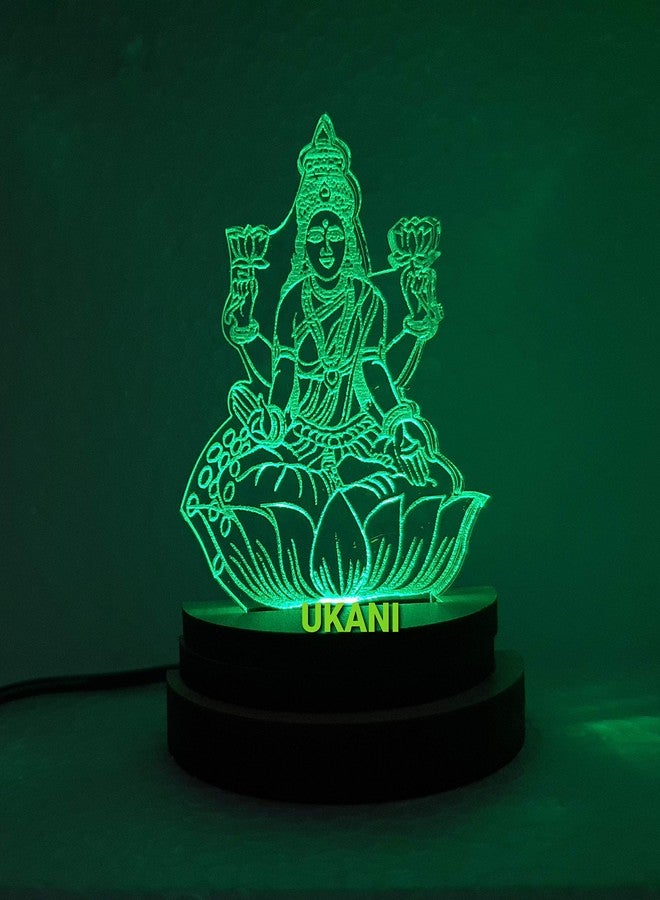 UKANI 3D USB Shree Laxmi MATA Night Lamp for Car/Office/Desktop/Gift/Table Top 7 Color Change Light Size 3 Inch - Image 2