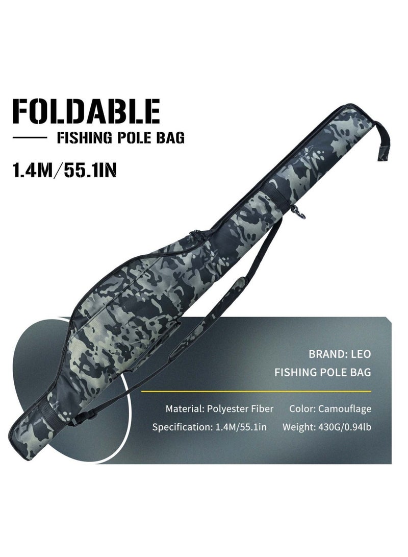 Captaintech Portable Folding Fishing Pole Bag, 4.59ft Fishing Rod and Reel Protective Case Fishing Tackle Storage Bags Carry Organizer Outdoor for Fishing - Image 3