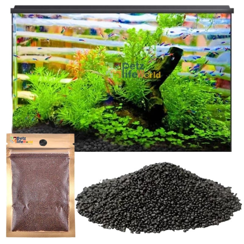 VAYINATO ® 2 في 1 1 كجم تربة أكوا وسجادة نباتية مزروعة حوض سمك تربة سوداء فضفاضة أكوا سول من بيزلايف وورلد - Image 1