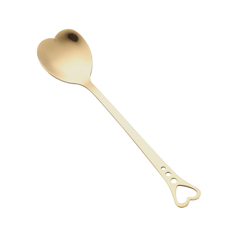 SZLFSX 10-Piece Heart-Shaped Stainless Steel Dessert Spoon Set for Home, Restaurant, Cafe, and Bar - Elegant Design, Multi-Functional Usage, and Durable Quality Gold - Image 4