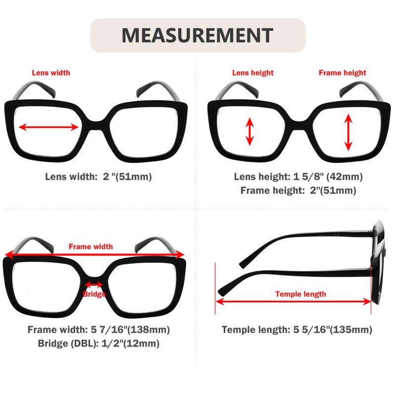 Eyekepper Reading Glasses for Women Large Frame Readers Eyeglasses Oversize - Black/Tortoise +4.00 - Image 3