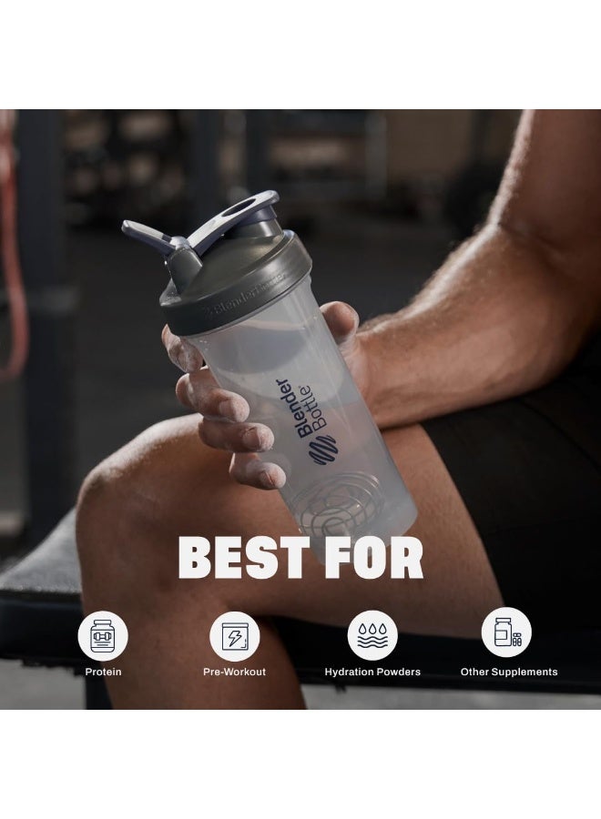 Blender Bottle Blenderbottle Shaker Bottle Pro Series Perfect For Protein Shakes And Pre Workout, 24-Ounce, Full-Color Grey - Image 4