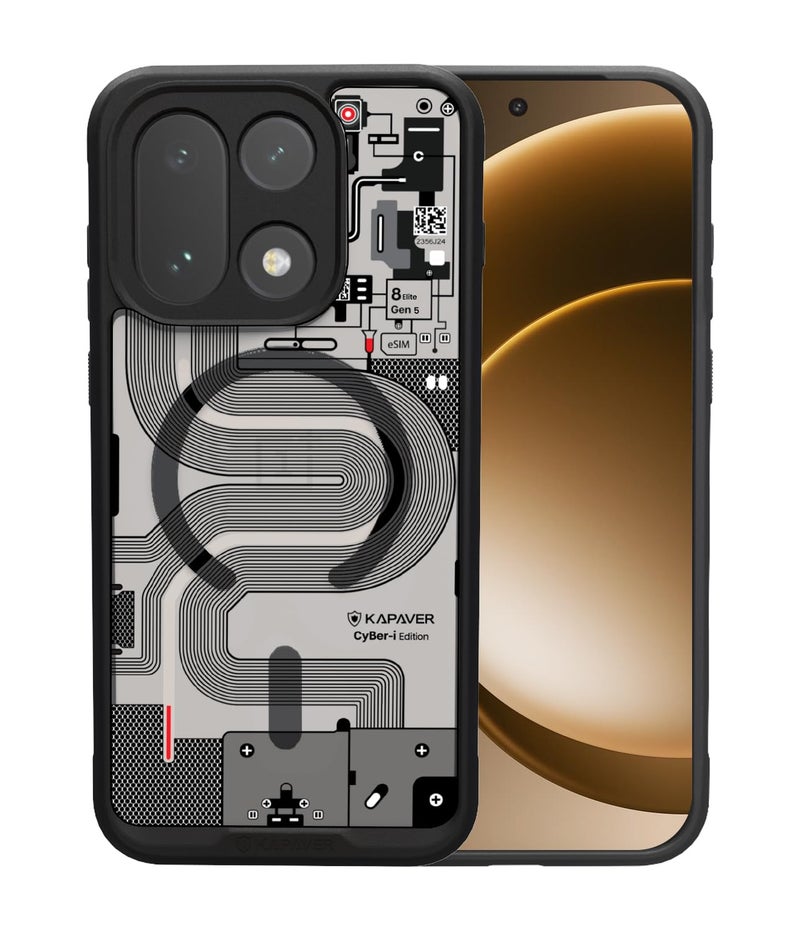 KAPAVER Mag-X Sandstone Back Cover Case Compatible with MagSafe, Magnetic Case for OnePlus 15 (Mag-X Cyber-i Black) - Image 1