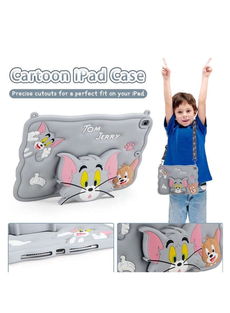 Kid Silica Shockproof Case Cover Tom Jerry Kids Shockproof Case, Silicon Case for iPad Air 2/Air 1/ for iPad 5th/6th Generation/for iPad Pro 9.7 inch Case Cartoon Cute 3D Soft for Boys Girls Teens Cool 3D Silicone Cartoon Case - Image 3