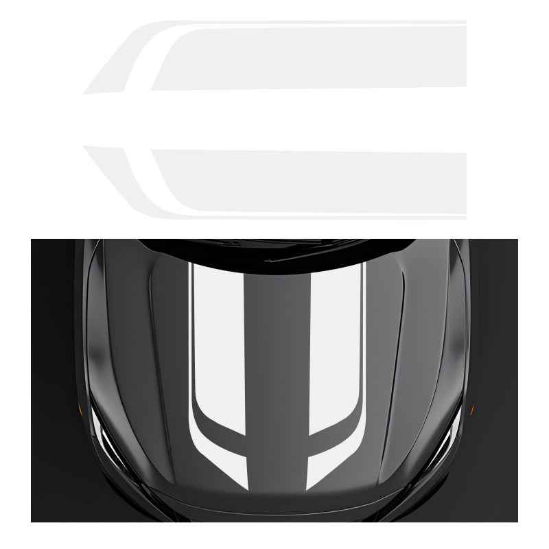 KVAEY Car Hood Decal Sticker Racing Stripe Graphic Stickers for Auto Body Skirt Roof Hood Bumper Automotive Exterior Decoration Vinyl Decal for SUV Truck Car Accessories White - Image 3