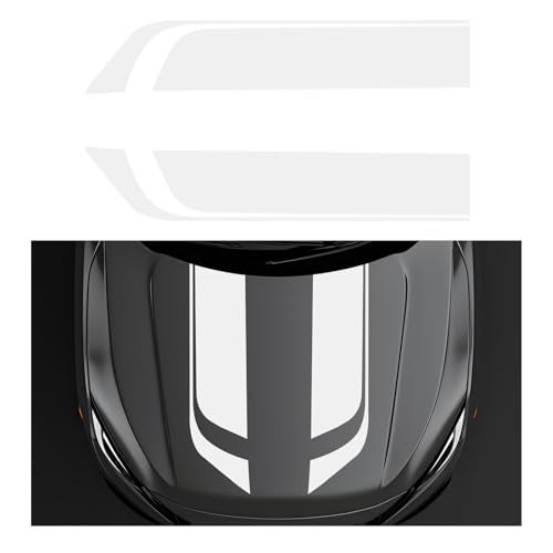 KVAEY Car Hood Decal Sticker Racing Stripe Graphic Stickers for Auto Body Skirt Roof Hood Bumper Automotive Exterior Decoration Vinyl Decal for SUV Truck Car Accessories White - Image 1