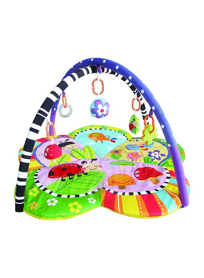 Moon Perky Baby Playmat and Activity Gym for Newborn Baby & Infant 5 Hanging Sensory Toys Visual, Hearing, Touch, Cognitive Early Development Playmat. Suitable from 0m+ 80cm - Flowers - Image 1