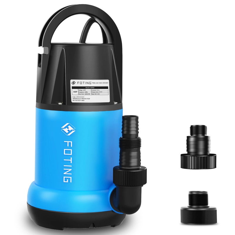FOTING Sump Pump 1HP CleanDirty Submersible Water Pump4600GPH Utility Pump Thermoplastic Electric Portable Transfer Water Pump for Swimming Pool Pond Basement with 10ft Power CordManual
