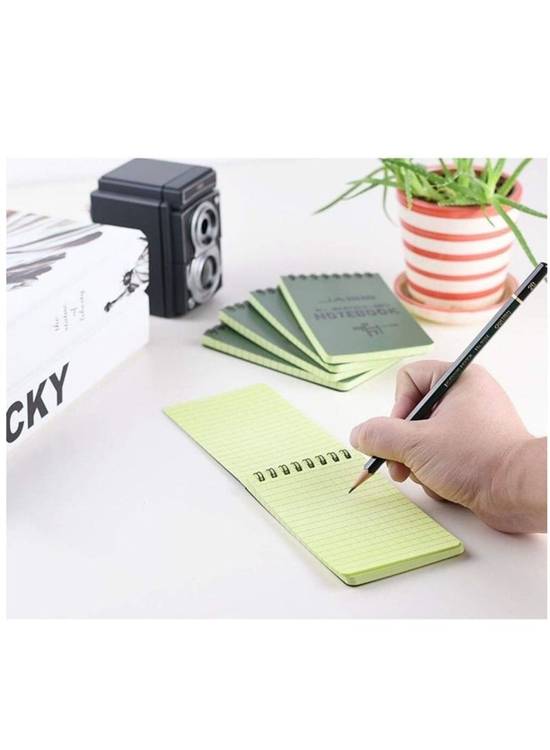 Generic 5 Packs All Weather Shower Waterproof Notebook Pocket Size Tactical Notepad Top Spiral Memo Notes Green Grid Paper Eye Protection for Outdoor Activities Recording 32 x 55 in - Image 4