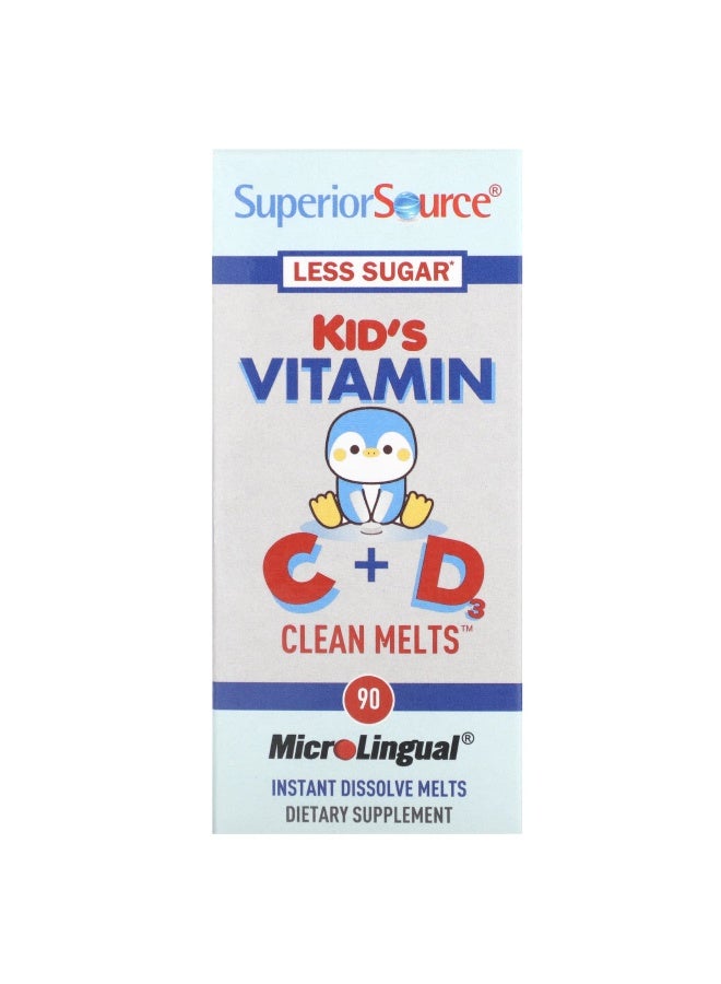 Superior Source, Kid's Vitamin C + D Clean Melts, 90 Instant Dissolve Melts (Packaging may vary)