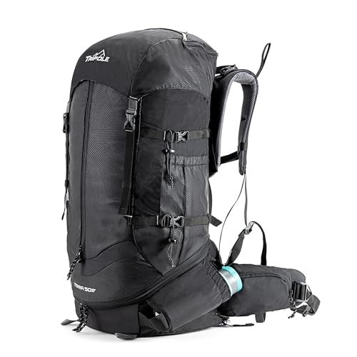 Tripole Terra Backpacking and Trekking Rucksack with Front Opening, Rain Cover and Metal Frame | 3 Year Warranty (Black, 50) - Image 1
