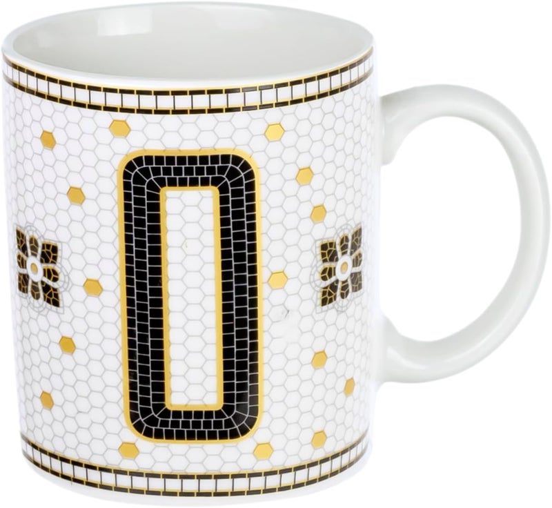 Cuisine Art Letter O Printed Porcelain Ceramic Tea Coffee Mug - 300ml - Stylish and Durable Mug for Hot Beverages - Image 1