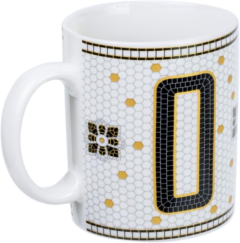 Cuisine Art Letter O Printed Porcelain Ceramic Tea Coffee Mug - 300ml - Stylish and Durable Mug for Hot Beverages - Image 2