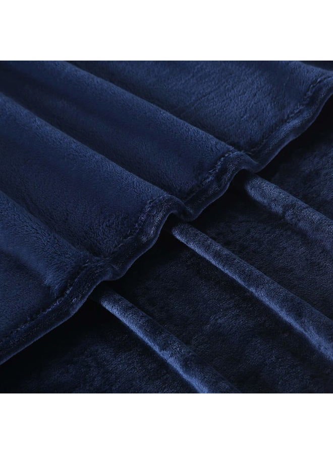 TASTHROW Large Flannel Fleece Throw Blanket, 60×80 Inch - Cozy Lightweight Thick Blanket - All Seasons Suitable for Women, Men and Kids (Navy) - Image 5