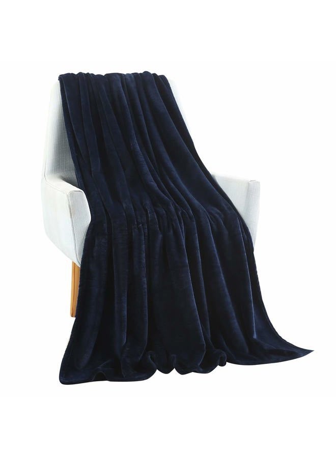 TASTHROW Large Flannel Fleece Throw Blanket, 60×80 Inch - Cozy Lightweight Thick Blanket - All Seasons Suitable for Women, Men and Kids (Navy) - Image 3