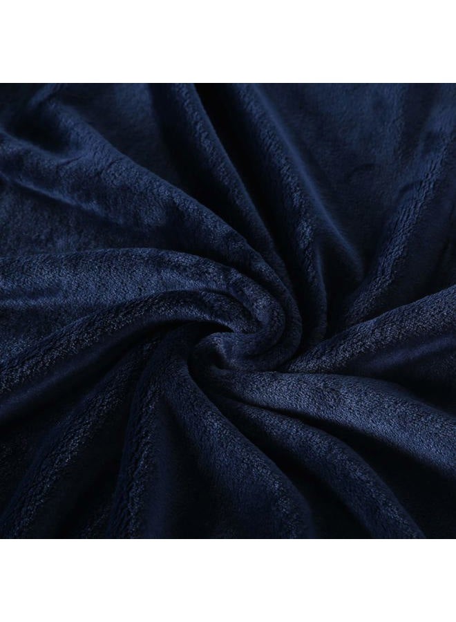 TASTHROW Large Flannel Fleece Throw Blanket, 60×80 Inch - Cozy Lightweight Thick Blanket - All Seasons Suitable for Women, Men and Kids (Navy) - Image 4