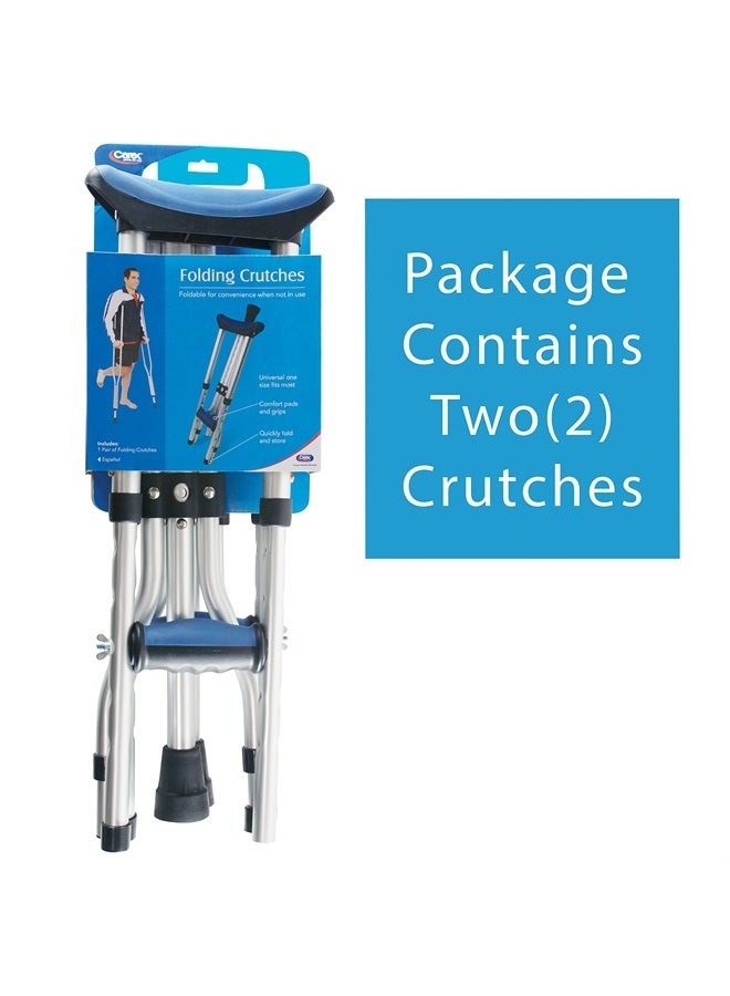 careX Folding Aluminum Under Arm Crutches - Lightweight Crutches for Adults 4'11" to 6'1", Adult Crutches, 2 Crutches Included, Universal Crutches for Walking - Image 2