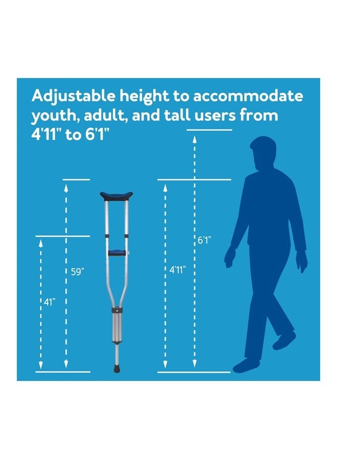 careX Folding Aluminum Under Arm Crutches - Lightweight Crutches for Adults 4'11" to 6'1", Adult Crutches, 2 Crutches Included, Universal Crutches for Walking - Image 5