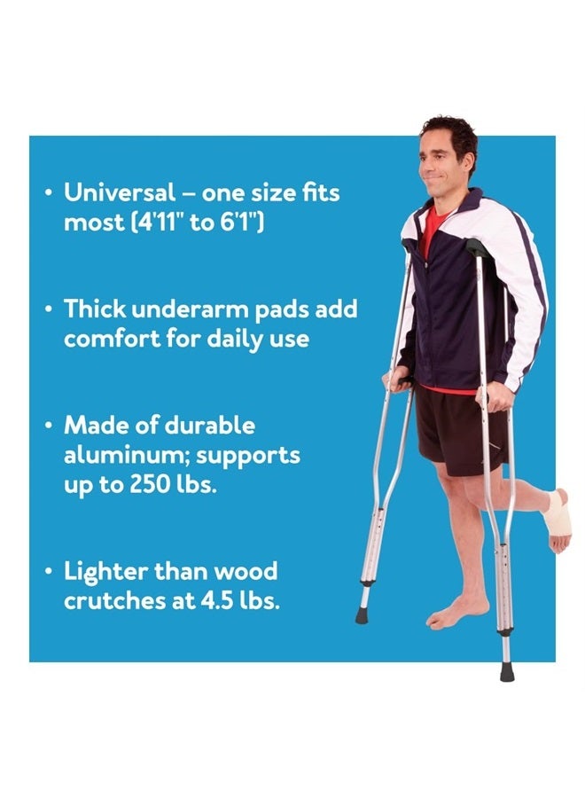 careX Folding Aluminum Under Arm Crutches - Lightweight Crutches for Adults 4'11" to 6'1", Adult Crutches, 2 Crutches Included, Universal Crutches for Walking - Image 3