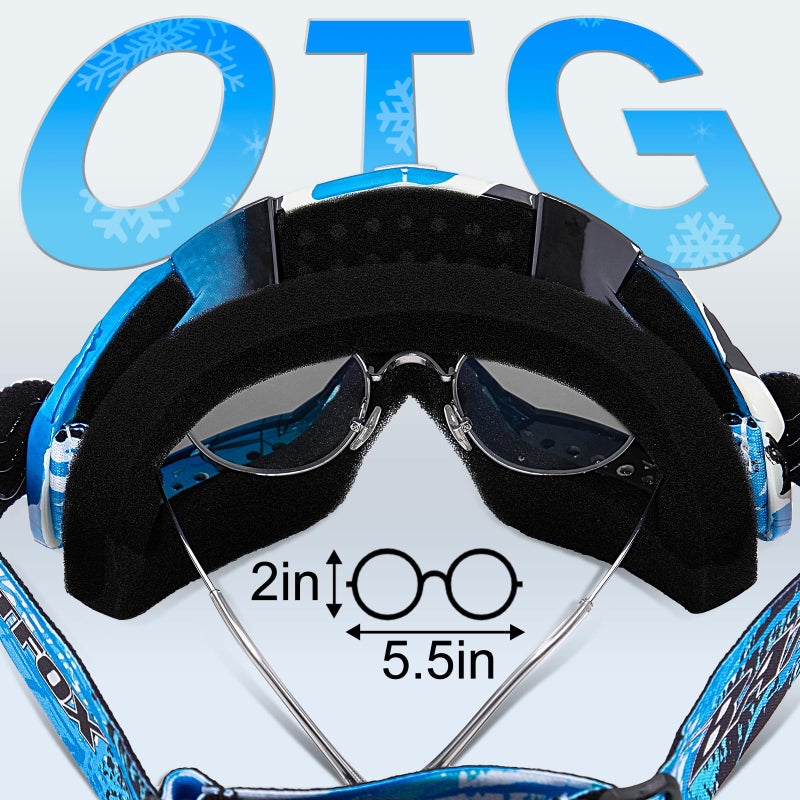 BATFOX Ski Goggles for Men & Women, Anti Fog Snowboard Goggles OTG Over Glasses, 100% UV Protection Snow Goggles for Skiing & Snowboarding - Image 4