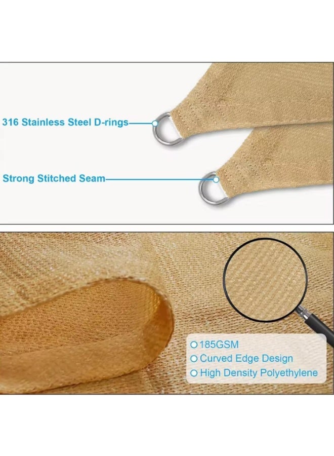 Outdoor Sun Shade Sail – 400x300 cm, Beige Polyester UV Protection for Garden & Patio - Image 4
