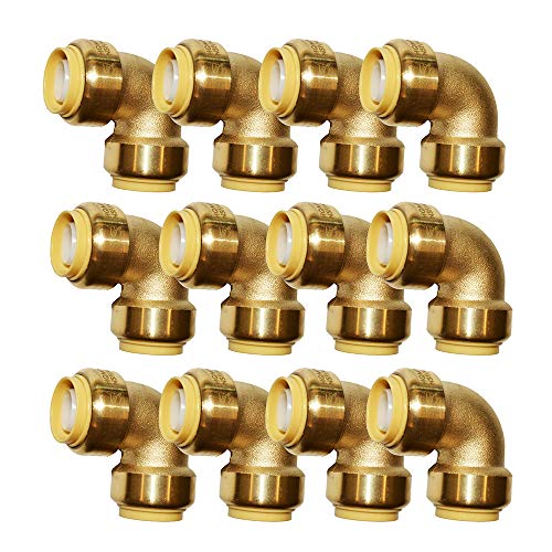 HQMPC Pex Fitting 1/2" Pex Elbow PushFit Elbow 90 Degree Push-to-Connect Plumbing Fitting for Copper, CPVC (12Pcs 1/2") - Image 1