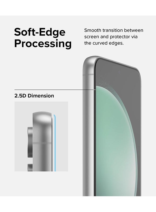 Ringke Full Cover Tempered Glass Screen Protector Compatible With Samsung S23FE, Premium 9H Hardness Protective Film With Installation Kit- 2 Pack Clear - Image 4