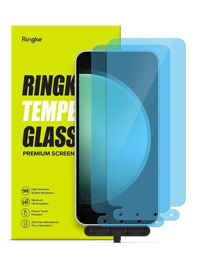 Ringke Full Cover Tempered Glass Screen Protector Compatible With Samsung S23FE, Premium 9H Hardness Protective Film With Installation Kit- 2 Pack Clear - Image 1