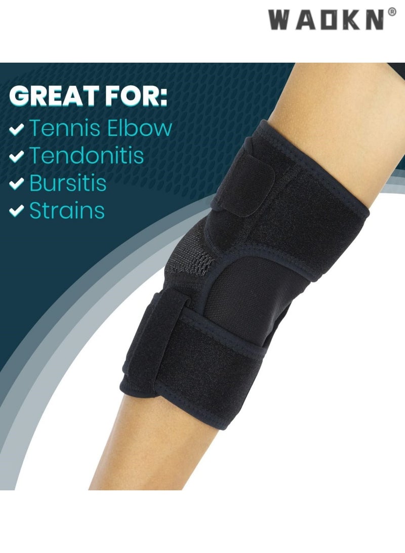 WAOKN Elbow Brace Tennis Compression Sleeve Wrap for Golfers, Bursitis, Left or Right Arm Tendonitis Support Strap for Golf, Men and Women Epicondylitis and Sports Recovery Pain Relief - Image 2