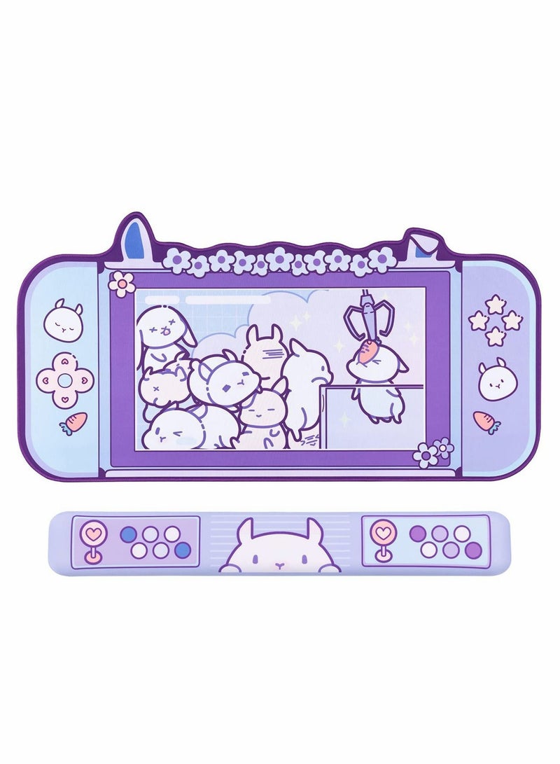 Y&D Large Rabbit Mouse Pad and Wrist Rest Set - 80*44cm Non-Slip Rubber Base Desk for Keyboard Perfect Gaming or Home Office Work (Mouse Rest) - Image 1