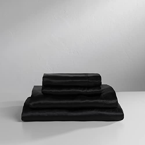 Baltic Linen طقم ملاءات ساتان فاخرة من بالتيك بحجم كال كينغ أسود 4 قطع - Image 1