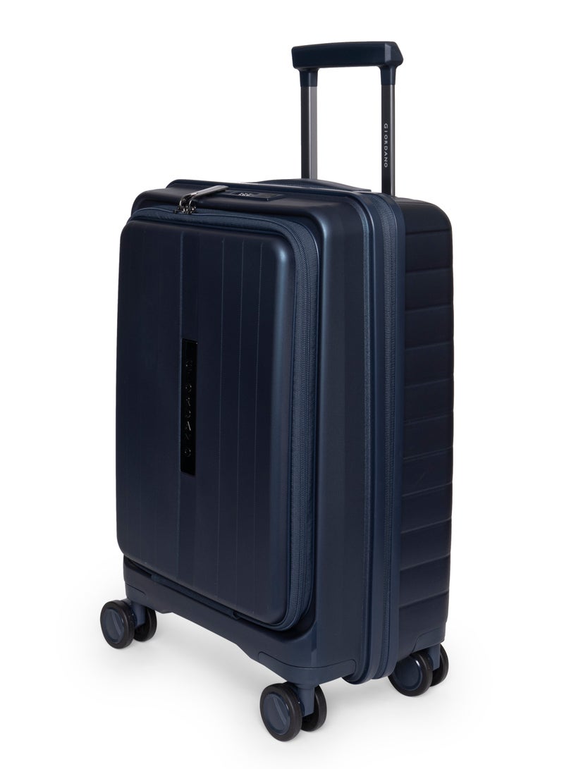 GIORDANO Giordano Titanium 20-Inch Carry-On Cabin Luggage – Front Opening Hard Shell Luggage, Laptop Compartment & USB Port, Secure Lock, Expandable Spinner Wheels, Lightweight Business Travel Luggage – Navy  - Image 2