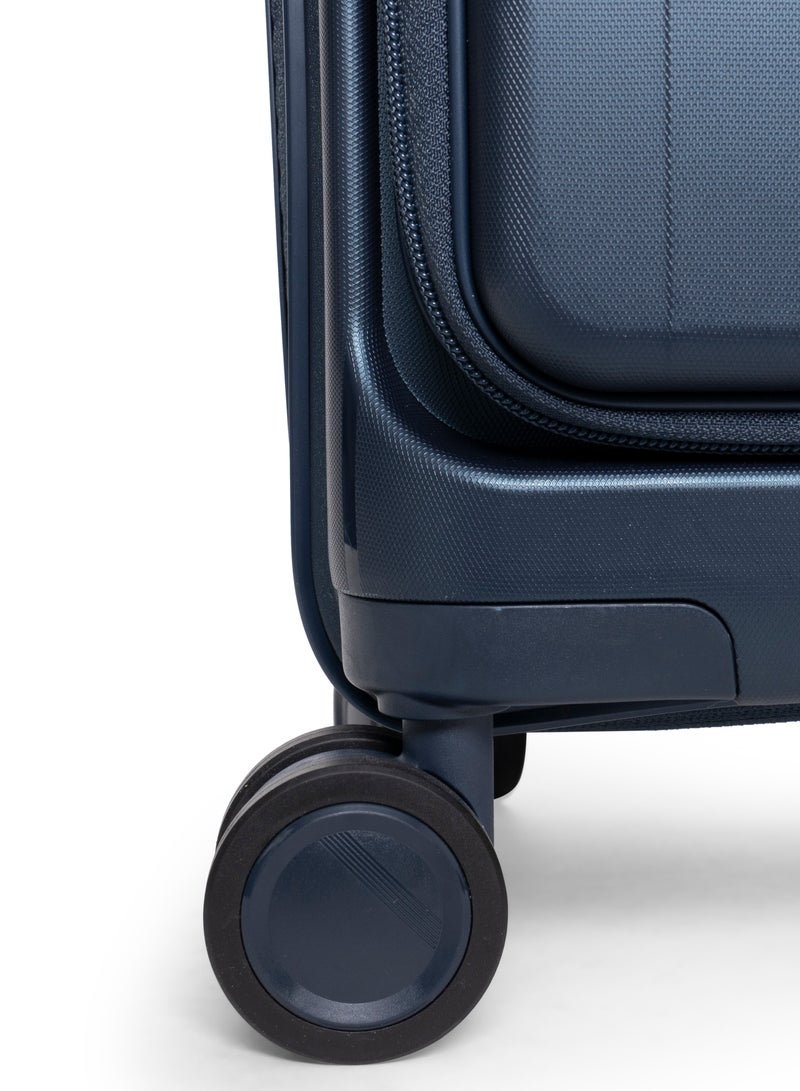 GIORDANO Giordano Titanium 20-Inch Carry-On Cabin Luggage – Front Opening Hard Shell Luggage, Laptop Compartment & USB Port, Secure Lock, Expandable Spinner Wheels, Lightweight Business Travel Luggage – Navy  - Image 3