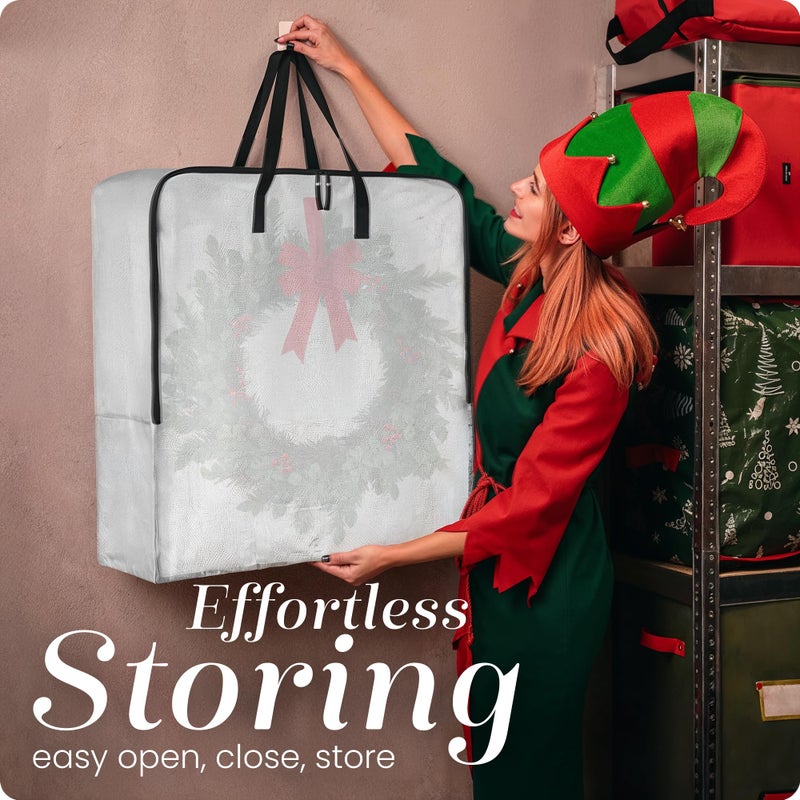 Handy Laundry Square Wreath Storage Bag - 5-PACK Durable Material, Zipper, Sturdy Carry Handle, Dust, Pest Protection - Ideal Home, Garage Organization for Holiday Wreath Decoration (25" Clear) - Image 5