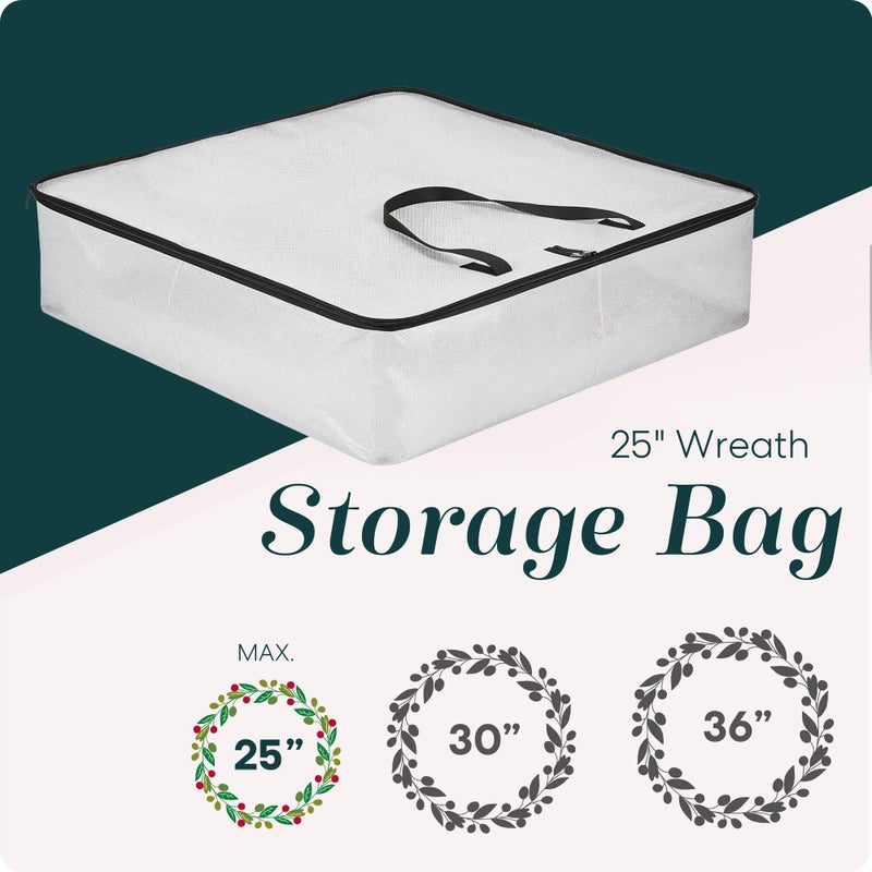 Handy Laundry Square Wreath Storage Bag - 5-PACK Durable Material, Zipper, Sturdy Carry Handle, Dust, Pest Protection - Ideal Home, Garage Organization for Holiday Wreath Decoration (25" Clear) - Image 3