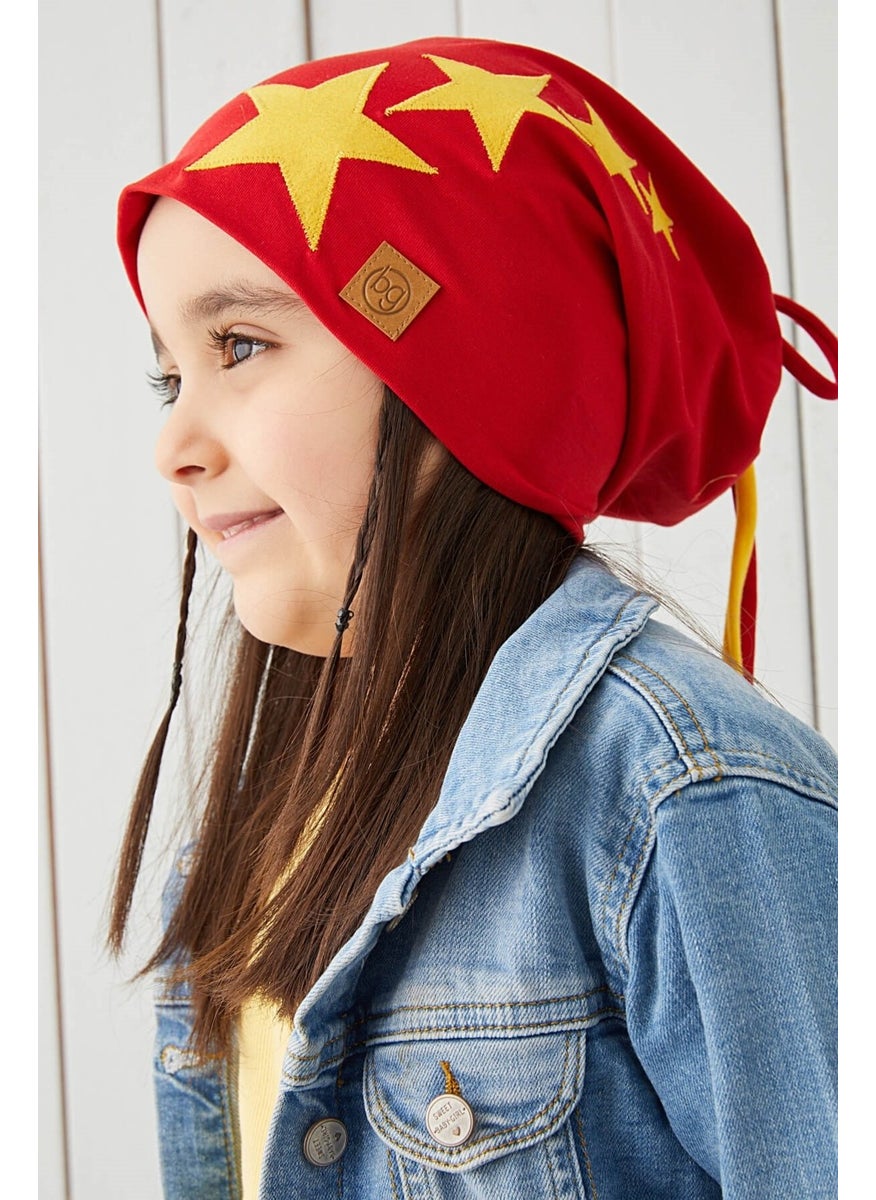 Babygiz Yellow Red Fanatik Children's Baby Hat Beanie Soft Double-Decker Sports Cotton Combed Cotton  - Image 1