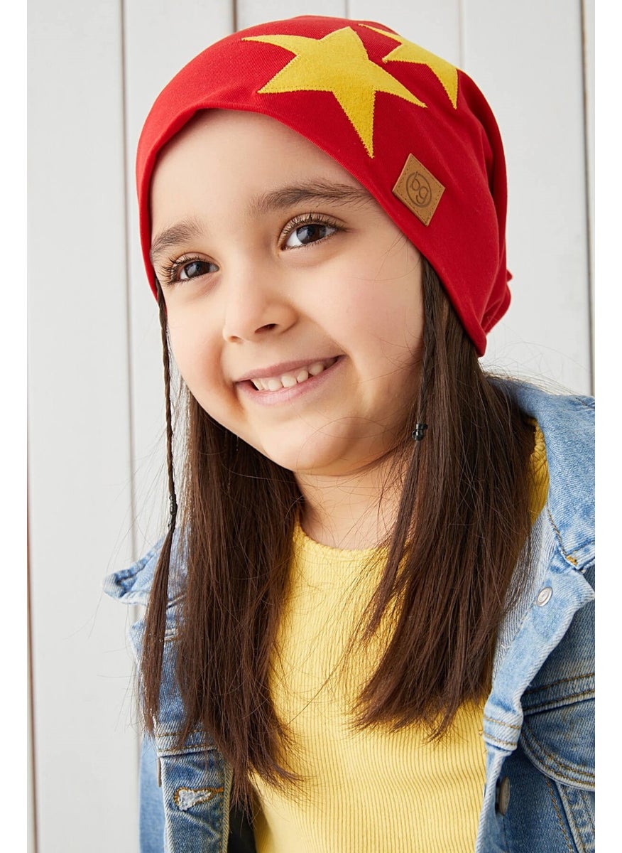 Babygiz Yellow Red Fanatik Children's Baby Hat Beanie Soft Double-Decker Sports Cotton Combed Cotton  - Image 3