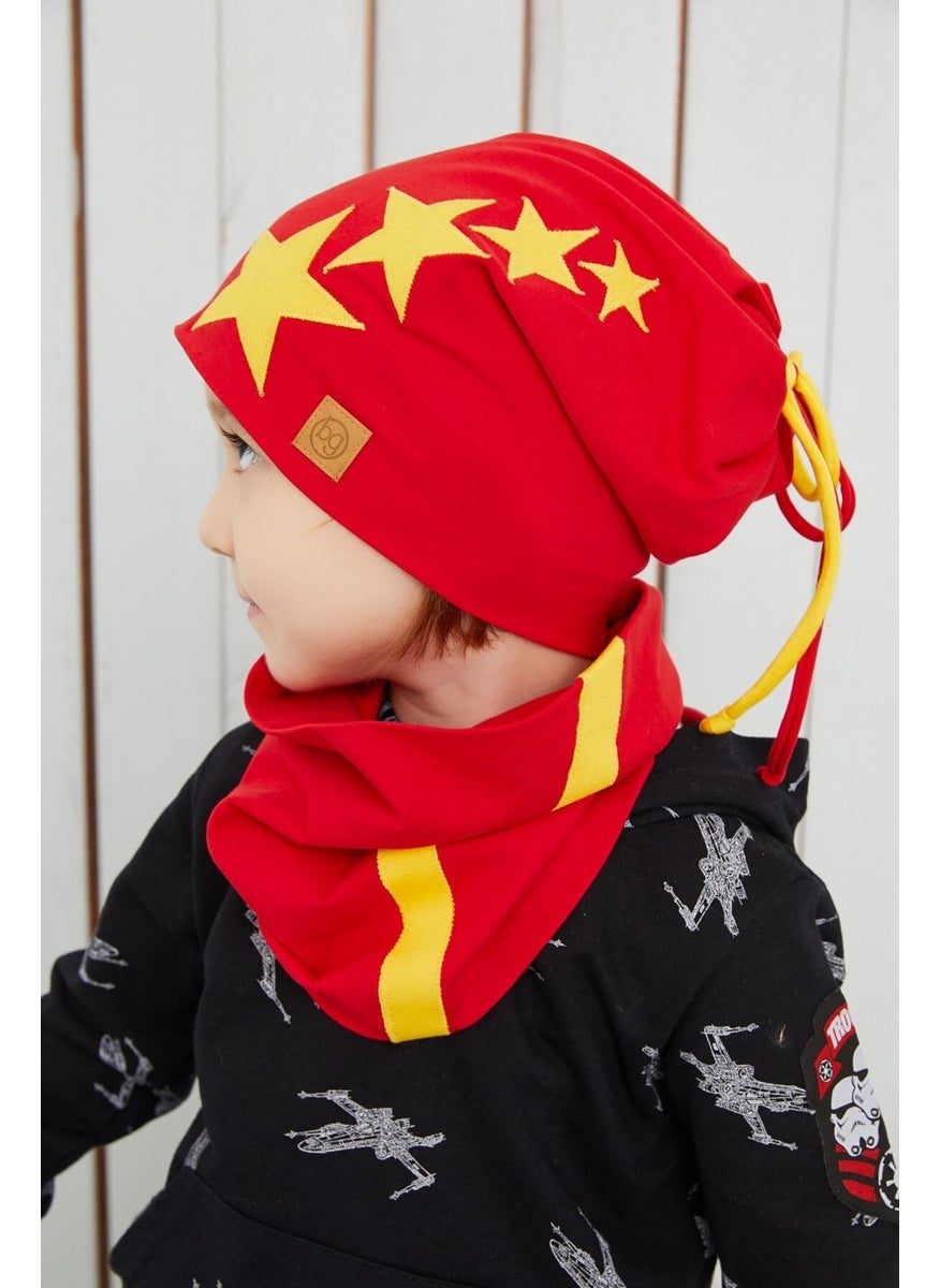 Babygiz Yellow Red Fanatik Children's Baby Hat Beanie Soft Double-Decker Sports Cotton Combed Cotton  - Image 5