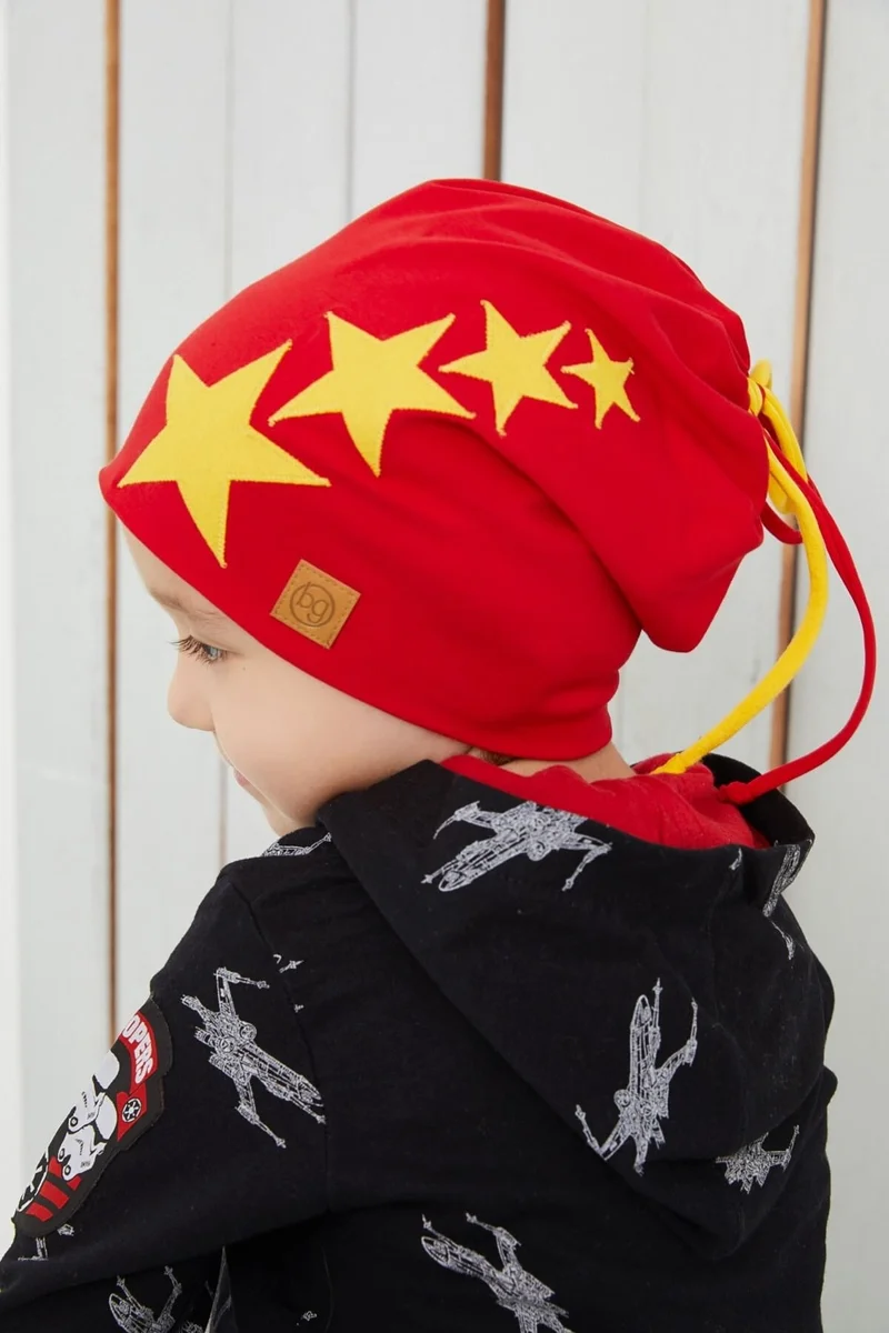 Babygiz Yellow Red Fanatik Children's Baby Hat Beanie Soft Double-Decker Sports Cotton Combed Cotton