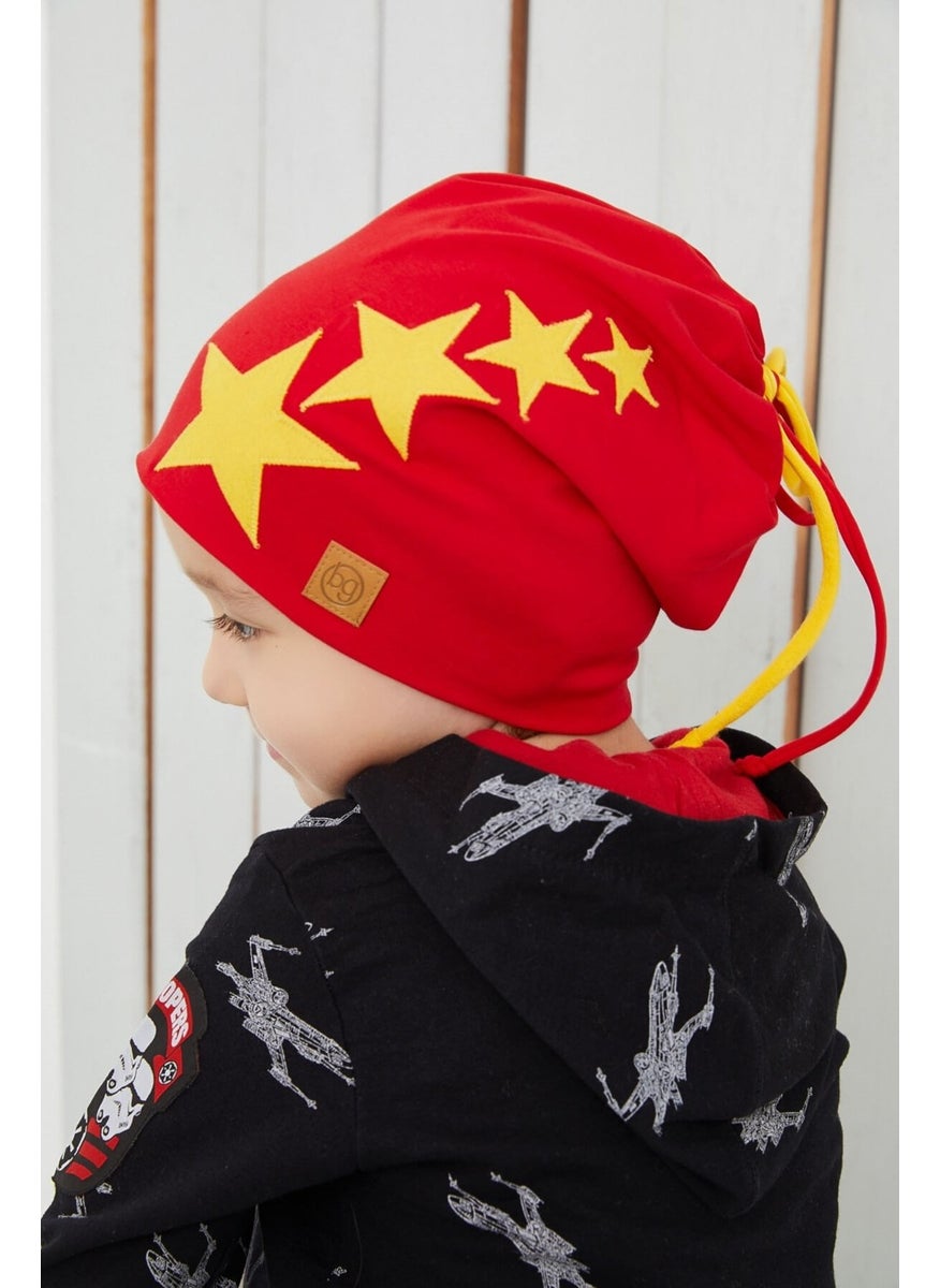 Babygiz Yellow Red Fanatik Children's Baby Hat Beanie Soft Double-Decker Sports Cotton Combed Cotton  - Image 4