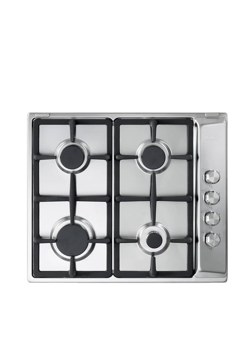 ELBA - ELBA GAS HOB 4 BURNERS CAST IRON 60 CM STAINLESS - natural gas- ENS65-444XD - Image 1