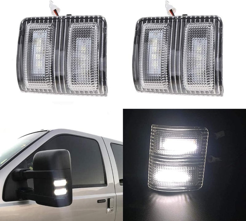 csslyzl Clear Lens White LED Side Mirror Marker Lights for 2008-2016 Ford F250 F350 F450 Super Duty - Image 1