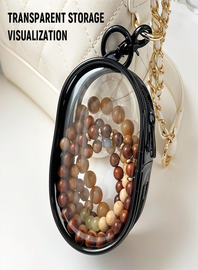Crentila Clear Keychain Pouch Portable Mini Doll Display Pouch Zipper Closure Cute Waterproof Makeup Bag Keychain for Women Lipstick Card Blind Boxes Keys Data Cable Storge BagOrganizer (2 pack Black) - Image 4