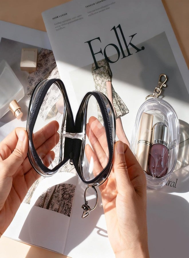 Crentila Clear Keychain Pouch Portable Mini Doll Display Pouch Zipper Closure Cute Waterproof Makeup Bag Keychain for Women Lipstick Card Blind Boxes Keys Data Cable Storge BagOrganizer (2 pack Black) - Image 3