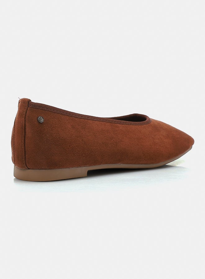 Dejavu Shoes FAN-DVTX-004 Suede Simple And Plain Brown Slip On For Women - Image 3
